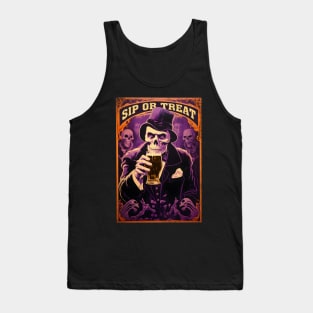 Sip Or Treat - Halloween Humour - Distressed and Aged Tank Top